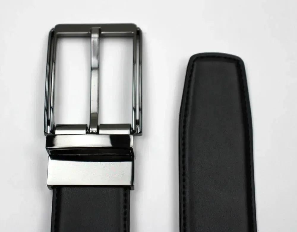 Bloomingdale's Men's Store Belt 38 Black Brown Genuine Leather Reversible Buckle